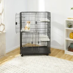 Frisco Collapsible Wire Cat Cage Playpen & Van Ness High Side Corner Cat Litter Pan, Blue -Furry Feast 933382 PT3. AC SS1800 V1692305267