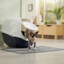 Frisco High Sided Cat Litter Box, Extra Large & Frisco Rectangular Cat Litter Mat -Furry Feast 933398 PT8. AC SS1800 V1692303236