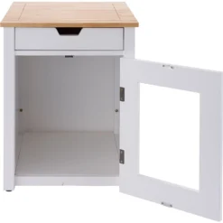 TRINITY 20-in Enclosure End Table With Drawer Cat Litter Box, White, Small -Furry Feast 940742 PT6. AC SS1800 V1692300285