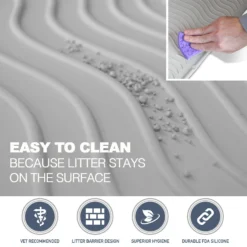 PetFusion ToughGrip Gray Cat Litter Mat -Furry Feast 94247 PT1. AC SS1800 V1501003252