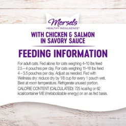Wellness Healthy Indulgence Morsels With Chicken & Salmon In Savory Sauce Grain-Free Wet Cat Food Pouches, 3-oz, Case Of 24 -Furry Feast 95720 PT7. AC SS1800 V1695839477
