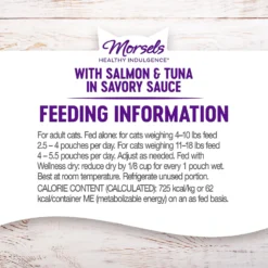 Wellness Healthy Indulgence Morsels With Salmon & Tuna In Savory Sauce Grain-Free Wet Cat Food Pouches, 3-oz, Case Of 24 -Furry Feast 95724 PT5. AC SS1800 V1594910491