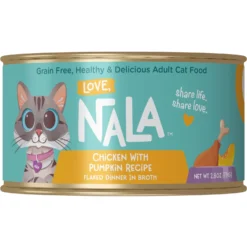 Love, Nala Flaked Chicken With Pumpkin Recipe In Broth Adult Grain-Free Wet Cat Food, 2.8-oz Can, Case Of 12